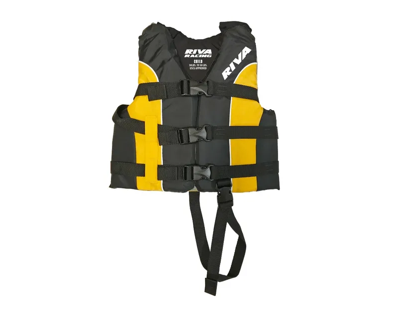RIVA Vector 4-buckle Life Vest - Yellow/Black - Child (30-50lbs)