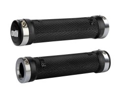 ODI Ruffian Lock-On Grips, 130mm, No Flange, Black w/Silver Clamps