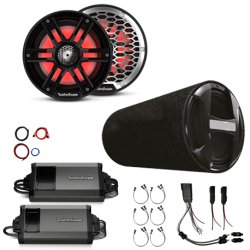 Seadoo Rockford Fosgate M2 6.5″ Dual AMP Upgrade Kit w/ 10 inch Subwoofer - Black