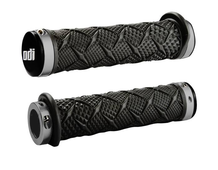 ODI Xtreme Lock-On Grips w/Flange, 130mm, Black w/Silver Clamps