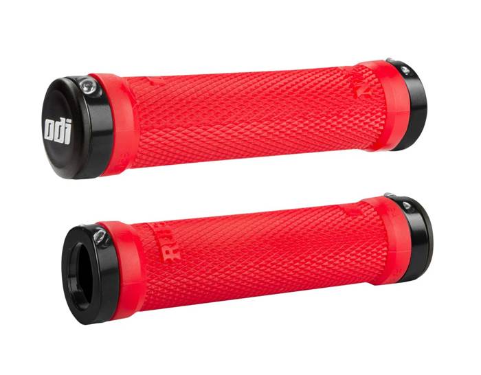 ODI Ruffian Lock-On Grips, 130mm, No Flange, Red w/Black Clamps