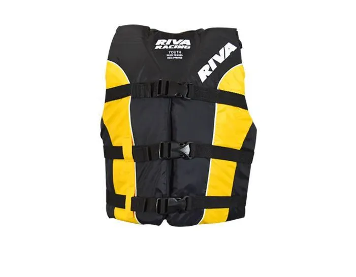 RIVA Vector 4-buckle Life Vest - Yellow/Black - Youth (50-90lbs)