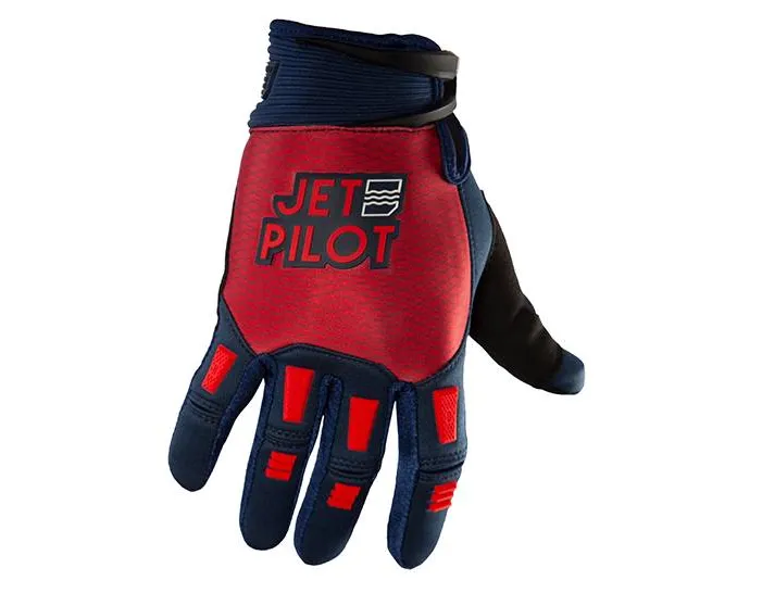 JetPilot Hold Fast Full Finger Glove - Red/Navy